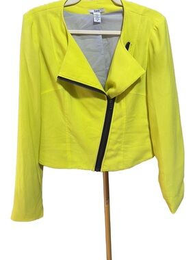 Bar III Neon Yellow Asymmetrical Zip Moto Jacket
